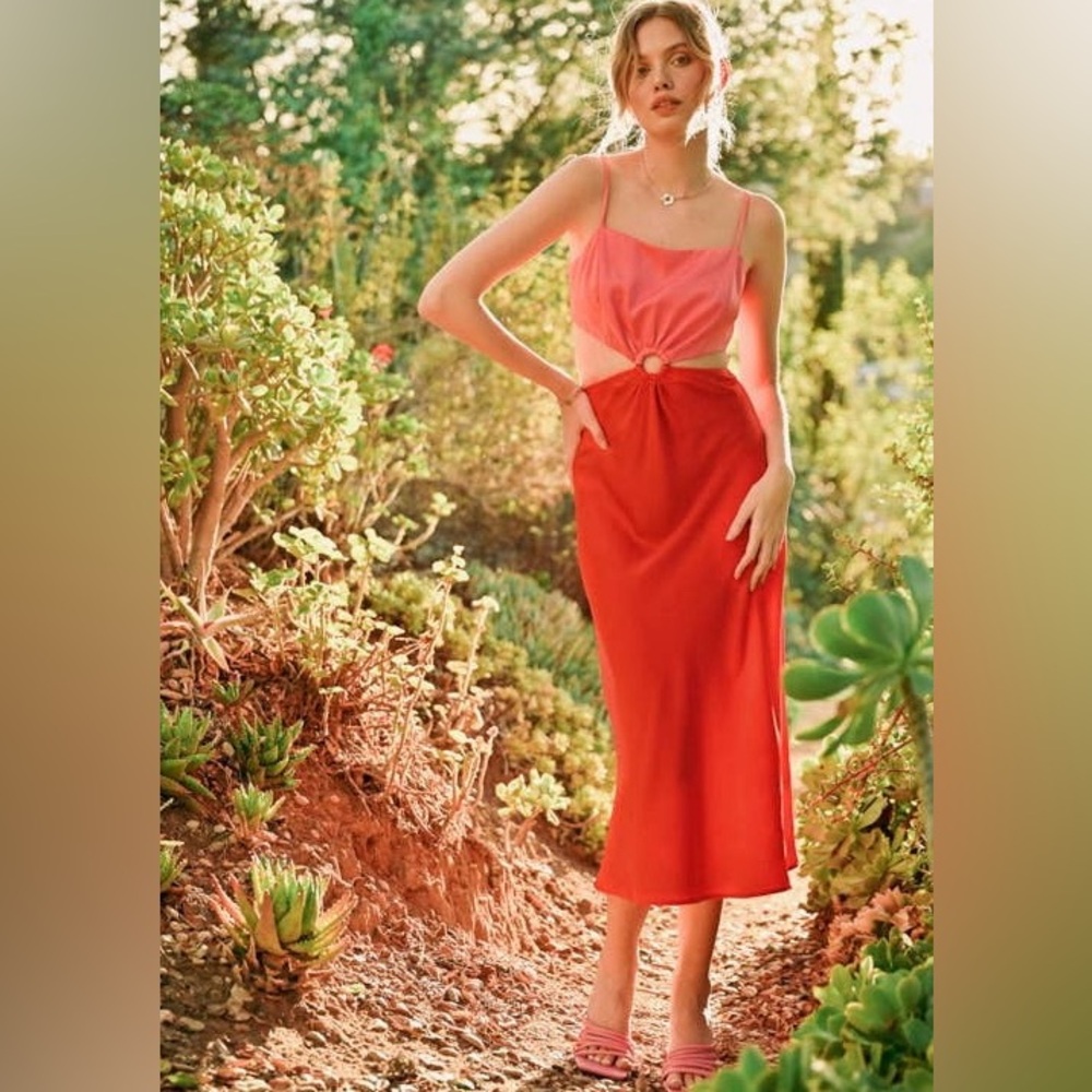 NWT Lush Woven Satin Midi Dress